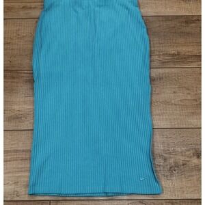 Nike Sportswear Womens Chill Knit Slim Ribbed Midi Skirt Teal Medium Athleisure